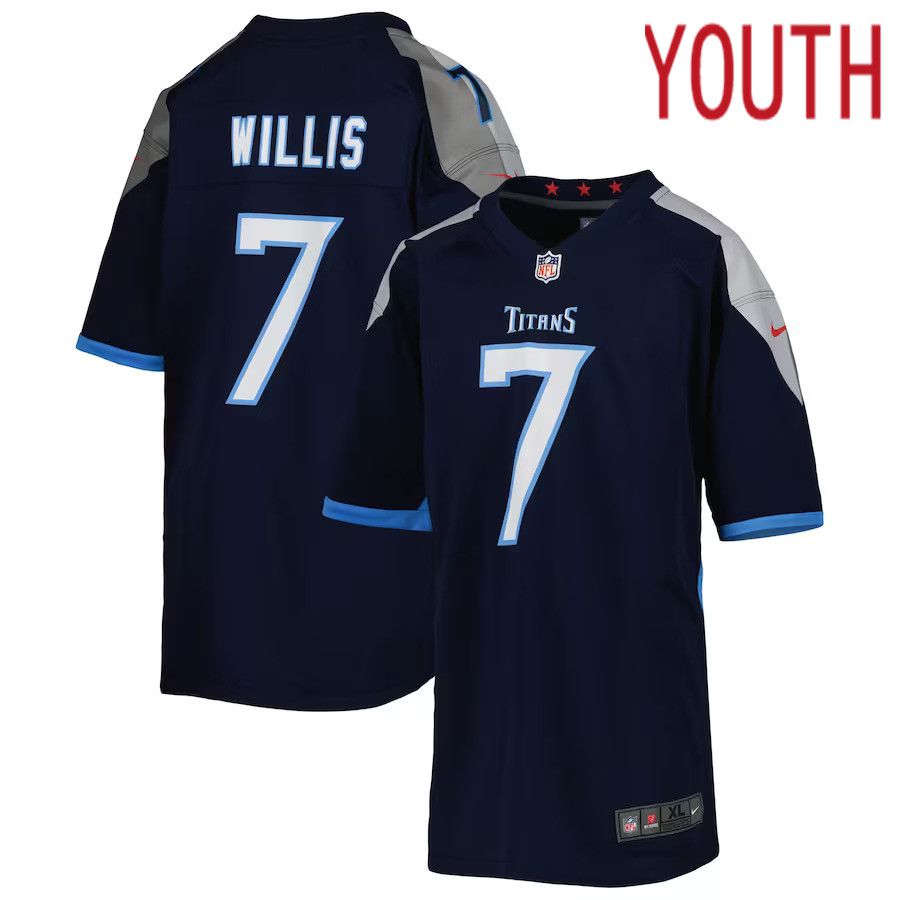 Youth Tennessee Titans #7 Malik Willis Nike Navy Game NFL Jersey->customized nfl jersey->Custom Jersey